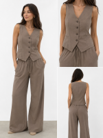 Düğmeli Yelek Pantolon Takım - Görsel 2